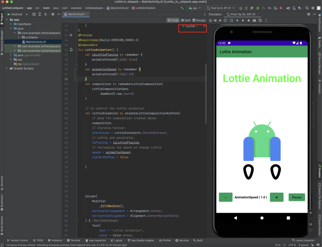 Live Edition en Compose con Android Studio